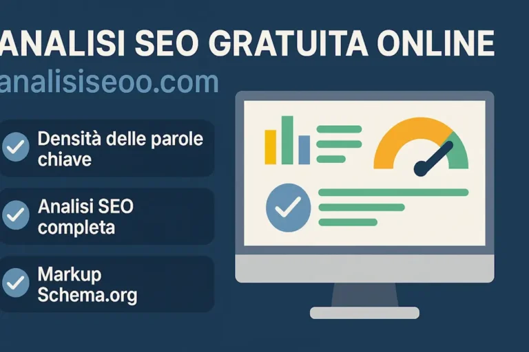 Blog News 7 Strumento SEO gratuito per analizzare la densità delle keyword, la struttura semantica, i dati strutturati, le catene di redirect e tutti i principali parametri SEO. Migliora il posizionamento del tuo sito web su Google con la nostra analisi completa e dettagliata. Inoltre grazie all'intelligenza artificiale, l'analisi sarà più accurata e dettagliata.