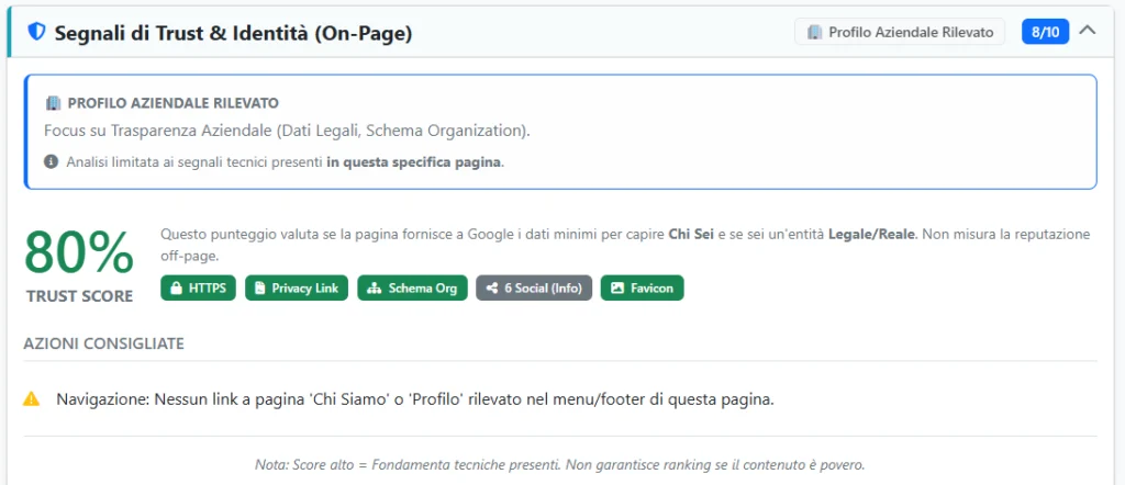 analiseo.com e la schermata E‑E‑A‑T nel 2026